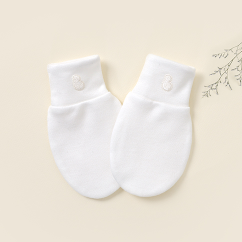 Bamboo White Cream Baby Mittens (Clean White)