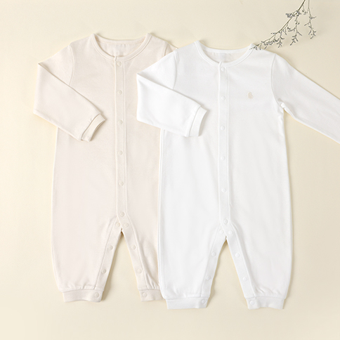 Bamboo White Cream Baby Romper