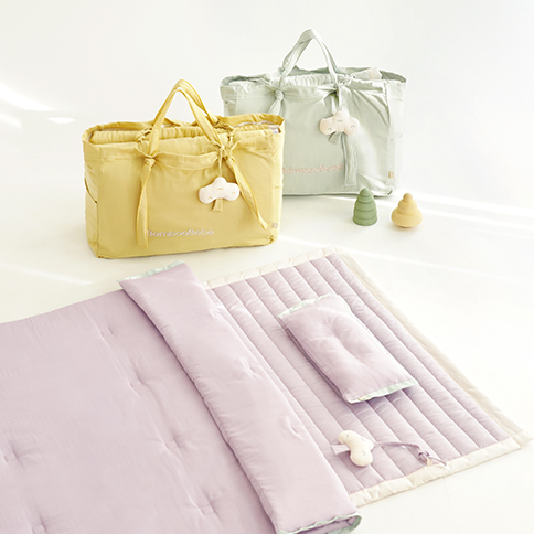 Bamboo Portable Toddler Bedding Set (Functions as a Nap Mat)<br><font color=#3a7eba><b>[Comforter+Pad+Pillow+Accessory+Bag]</b></font>