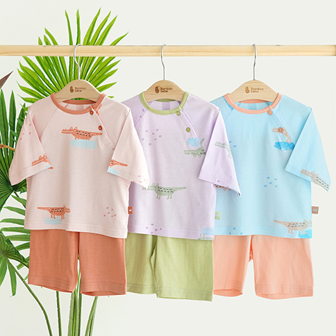 Bamboo Jungle 3/4 Sleeve High Waist Loungewear Set_Gator(6~36Months)