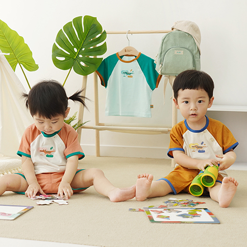 Bamboo Jungle Short Sleeve Loungewear Set_Gator(6~36Months)