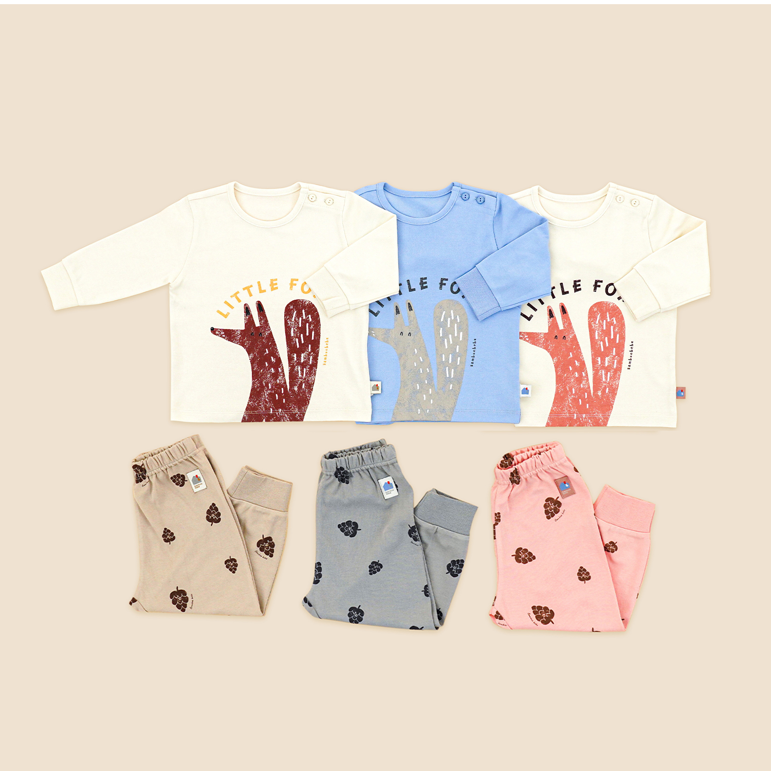 Bamboo Little Fox Long Sleeve Set(3M~3Y)