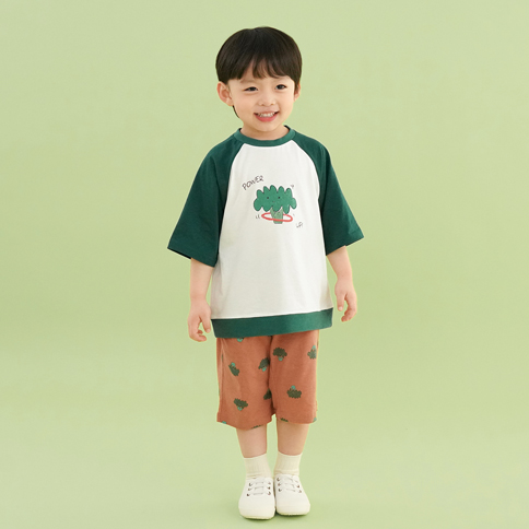 Bamboo Hula Hooping Broccoli ¾ Sleeve Top & Pants Set(6~60Months)