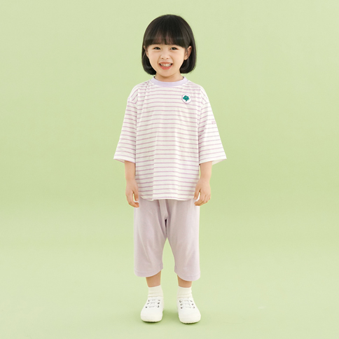 Bamboo Striped Broccoli ¾ Sleeve Top & Pants Set(6~60Months)