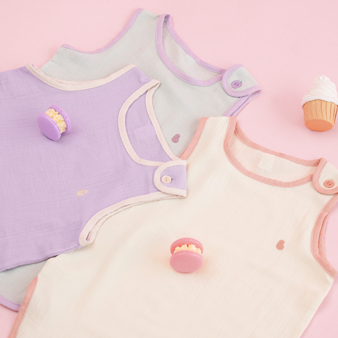 Bamboo Crinkle Gauze Macaron Sleep Vest(0~48Months)