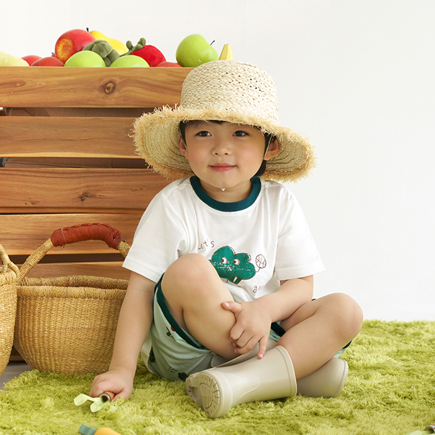 Bamboo Basketball-Playing Broccoli Short Sleeve Set(6~60 Months)