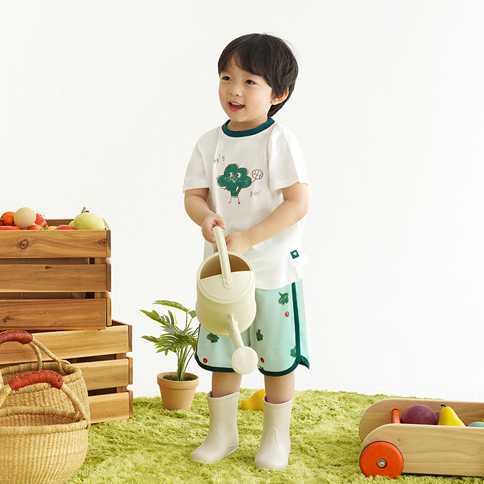 Bamboo Basketball-Playing Broccoli Short Sleeve Set(6~60 Months)