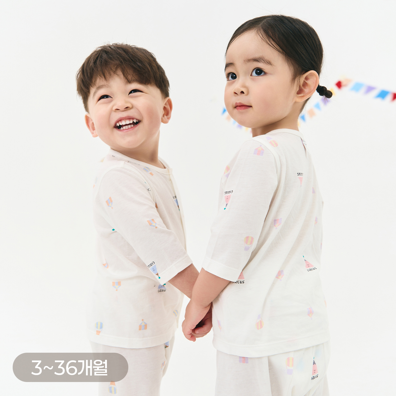 Airy Circus ¾ Sleeve Easy On&Off  Set(3M~3Y)