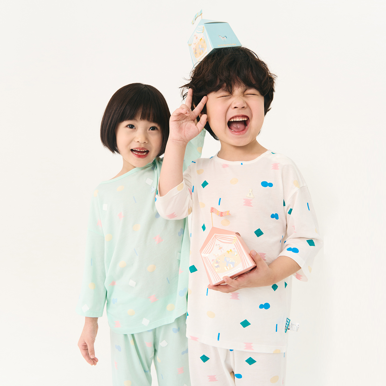 BambooKids Airy Circus ¾ Sleeve Loungewear Set(3~8Y)