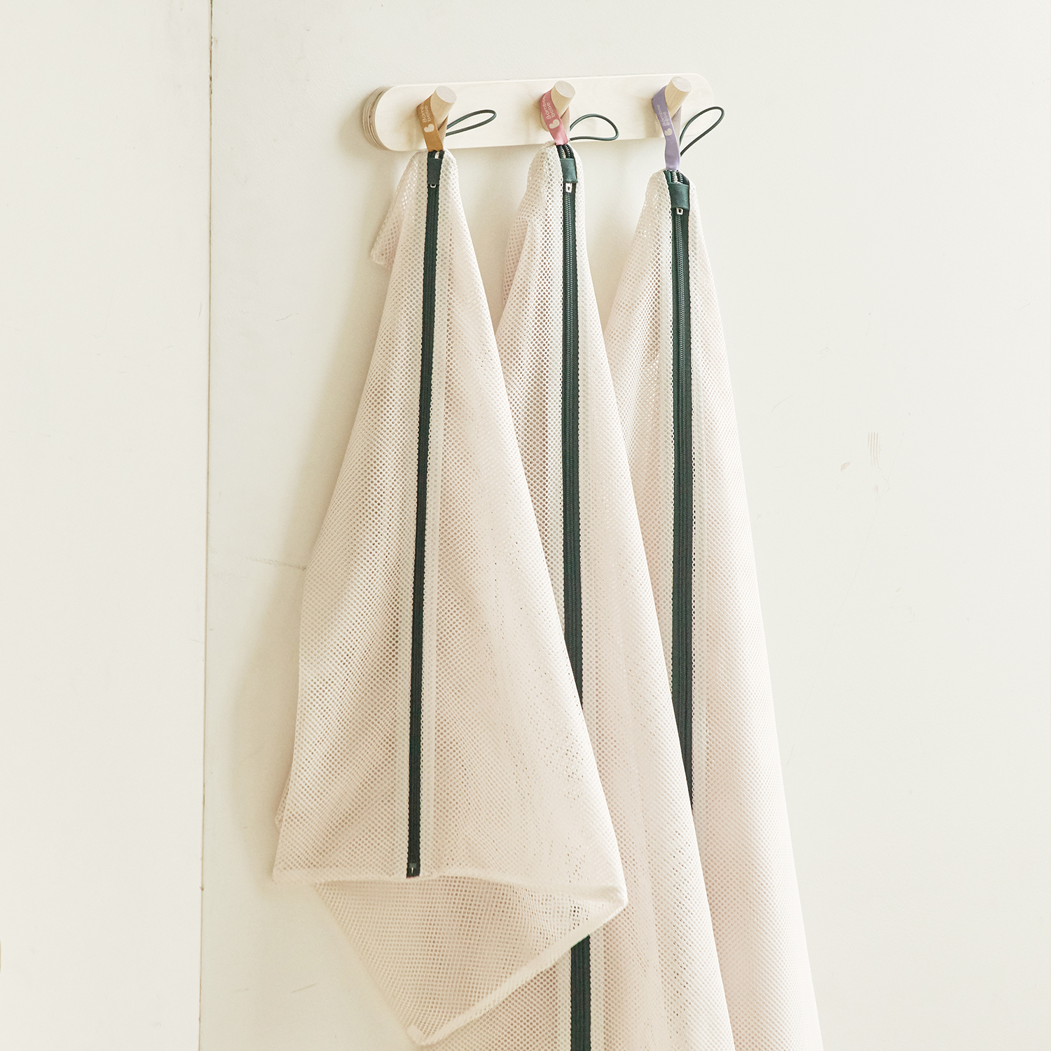 Pure Beige Non-Fluorescent Laundry Net(Square 3 Pack)